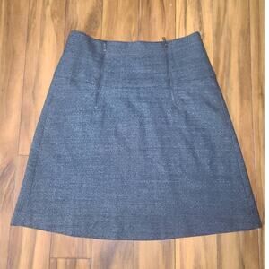Ann Taylor black white wool front zipper skirt - 0